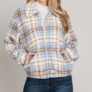 INTO THE WOODS PLAID SHERPA JACKET